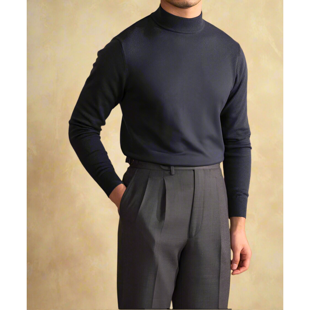 Men's Wool Roll-Neck Sweater - Classic - Elegant