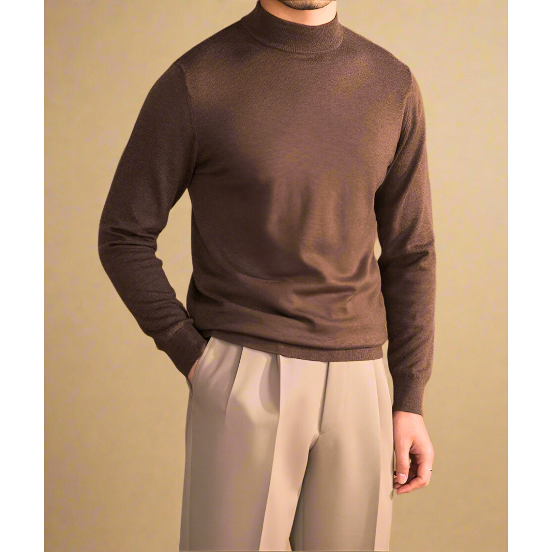 Men's Wool Roll-Neck Sweater - Classic - Elegant