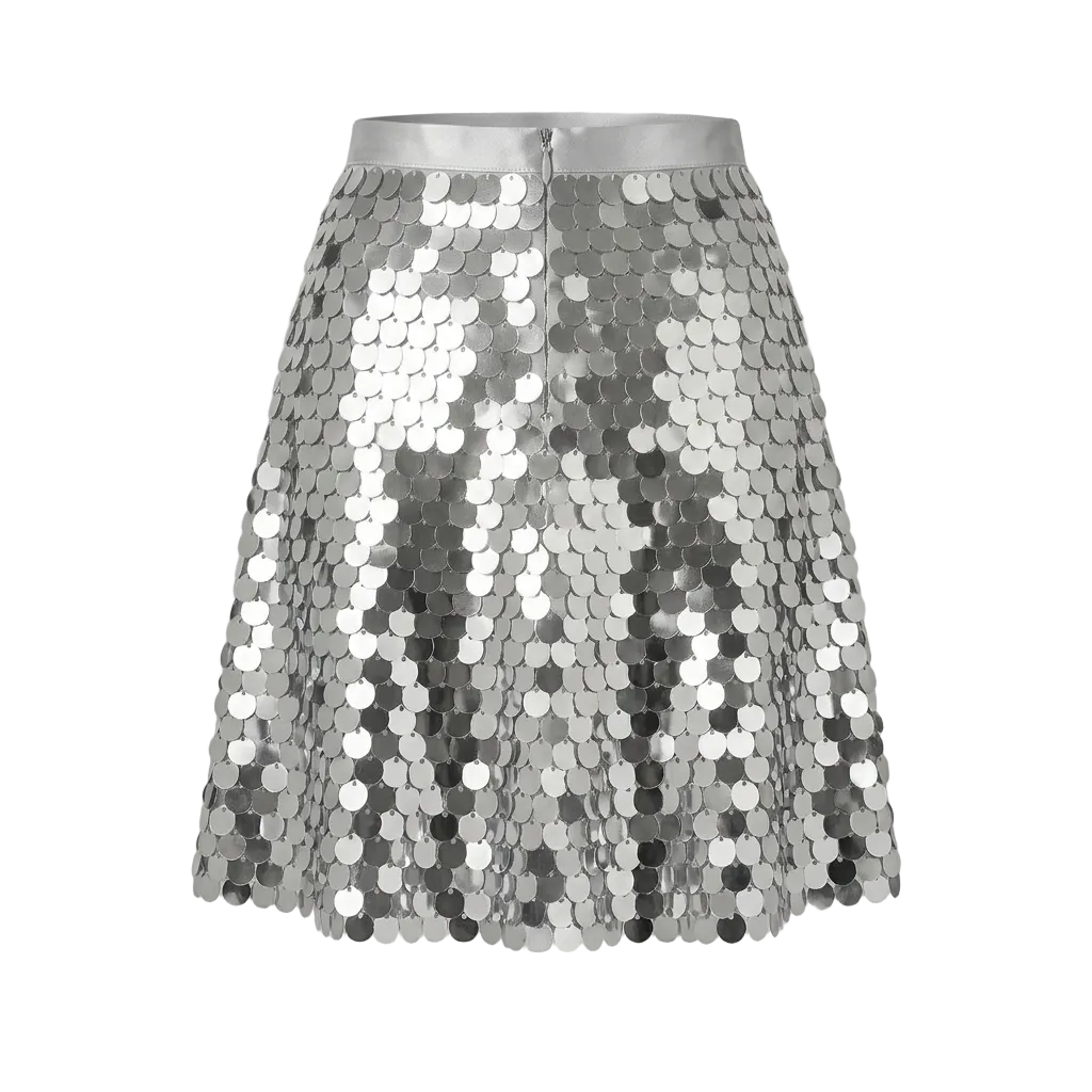 Midi Skirt Sequin Regular Fit Black Gold Silver