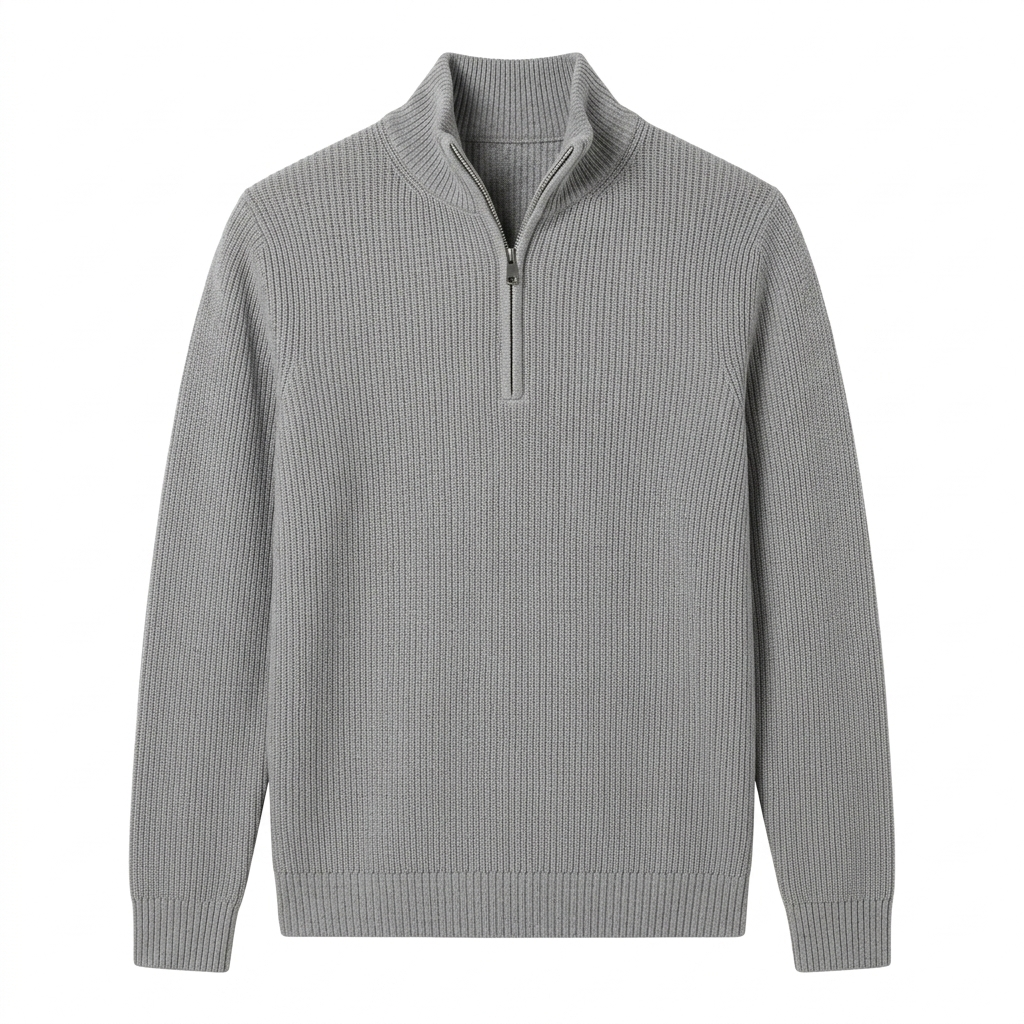 Men's Cashmere Zip Pullover | Business Casual | Soft, Elegant