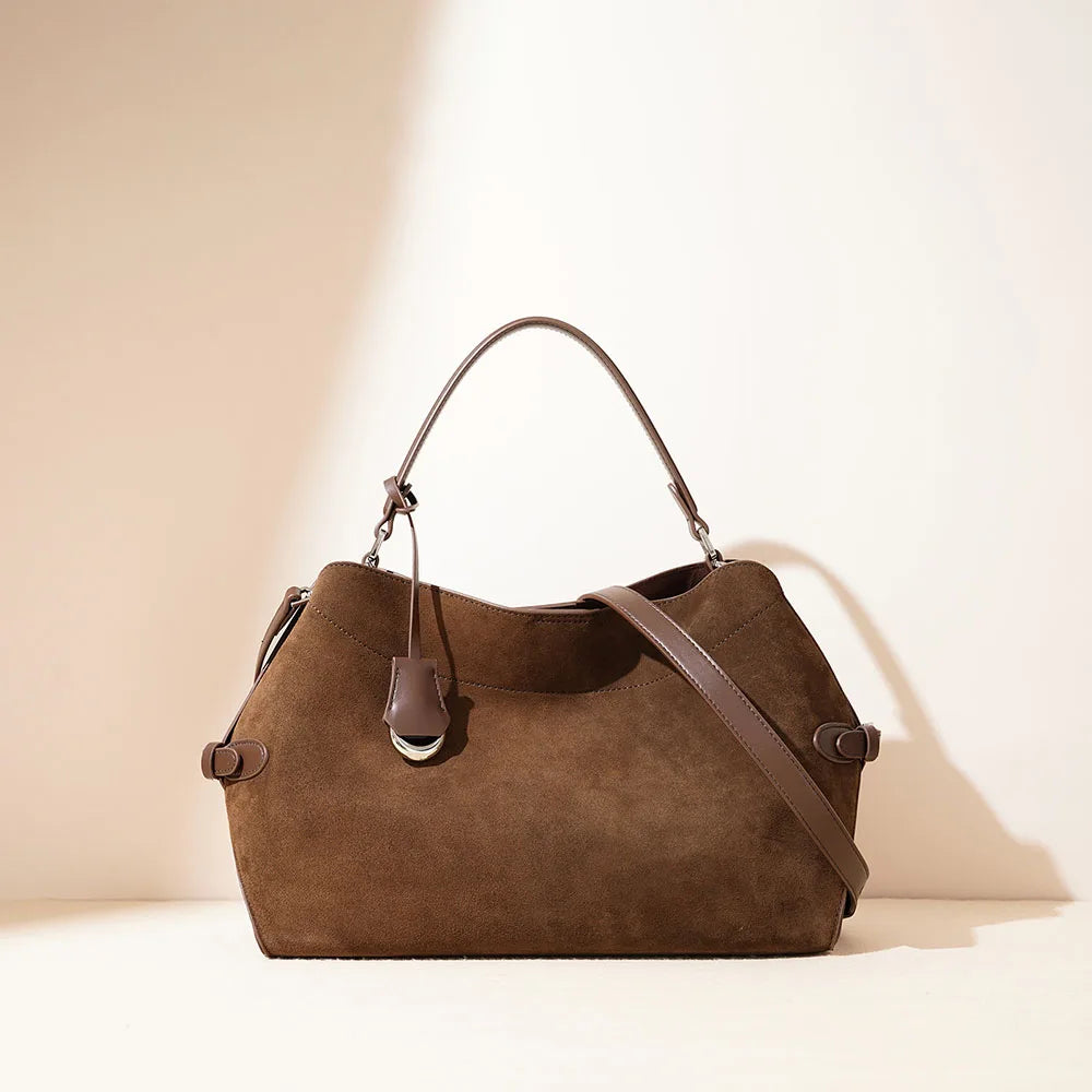Brown Suede Chic Shoulder Bag for Women