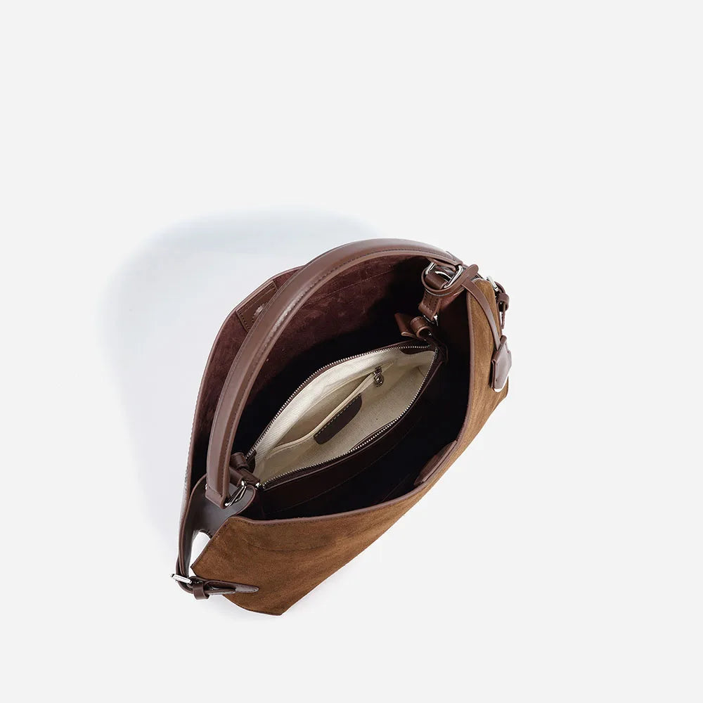 Brown Suede Chic Shoulder Bag for Women