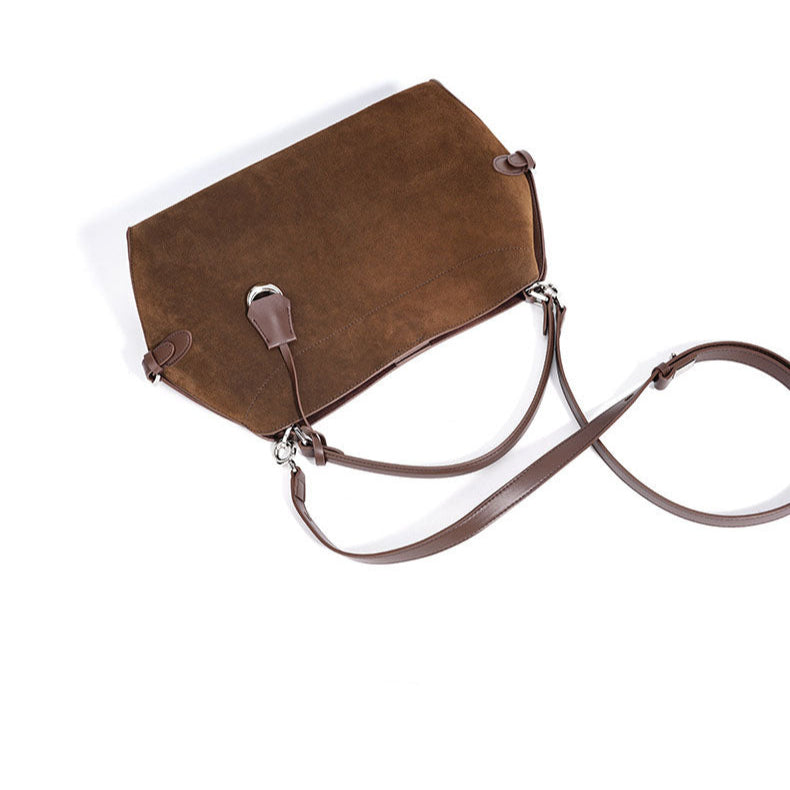 Brown Suede Chic Shoulder Bag for Women