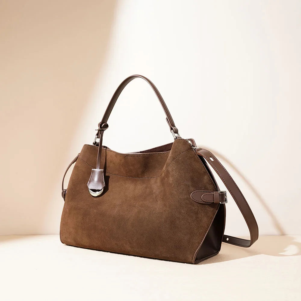 Brown Suede Chic Shoulder Bag for Women