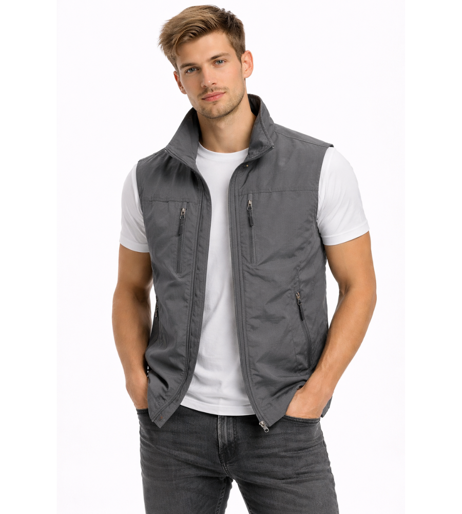 Men's Bodywarmer | Zip Vest, Outdoor, Stand Collar