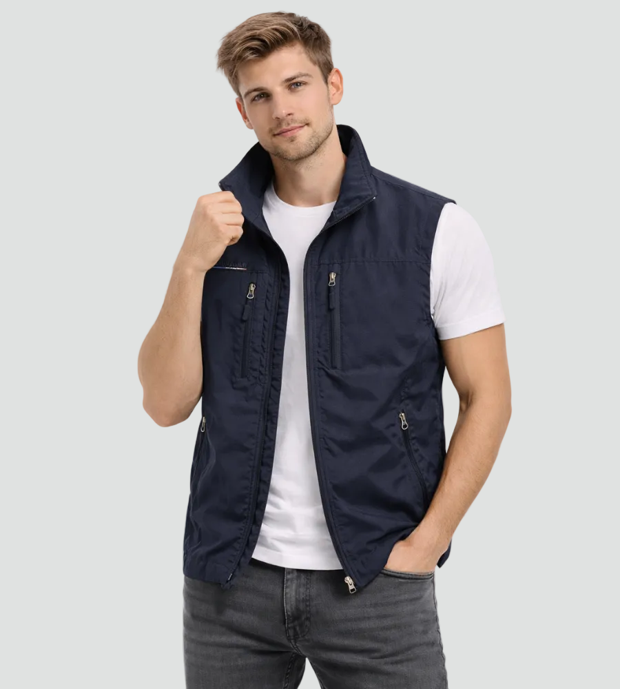 Men's Bodywarmer | Zip Vest, Outdoor, Stand Collar