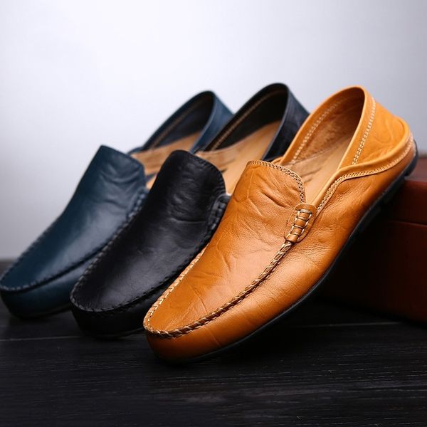 Men's Leather Loafers | Comfort Slip-On | Dark Blue, Black, Brown