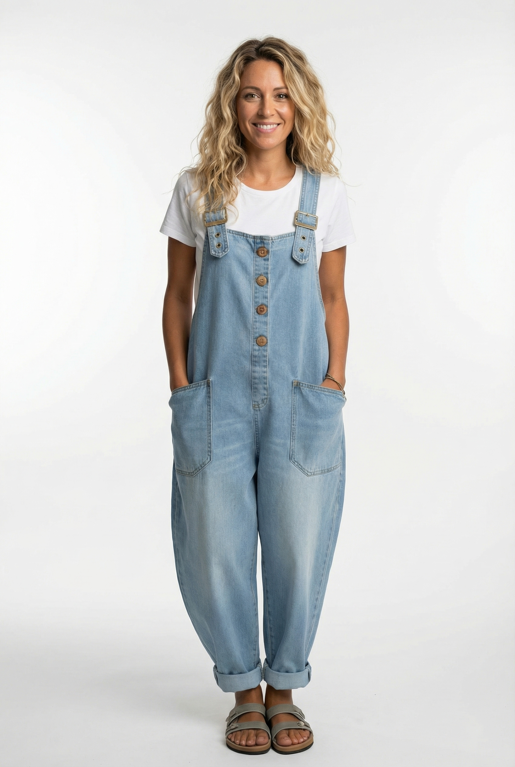 Talia - Versatile Adjustable Buckle Denim Overalls