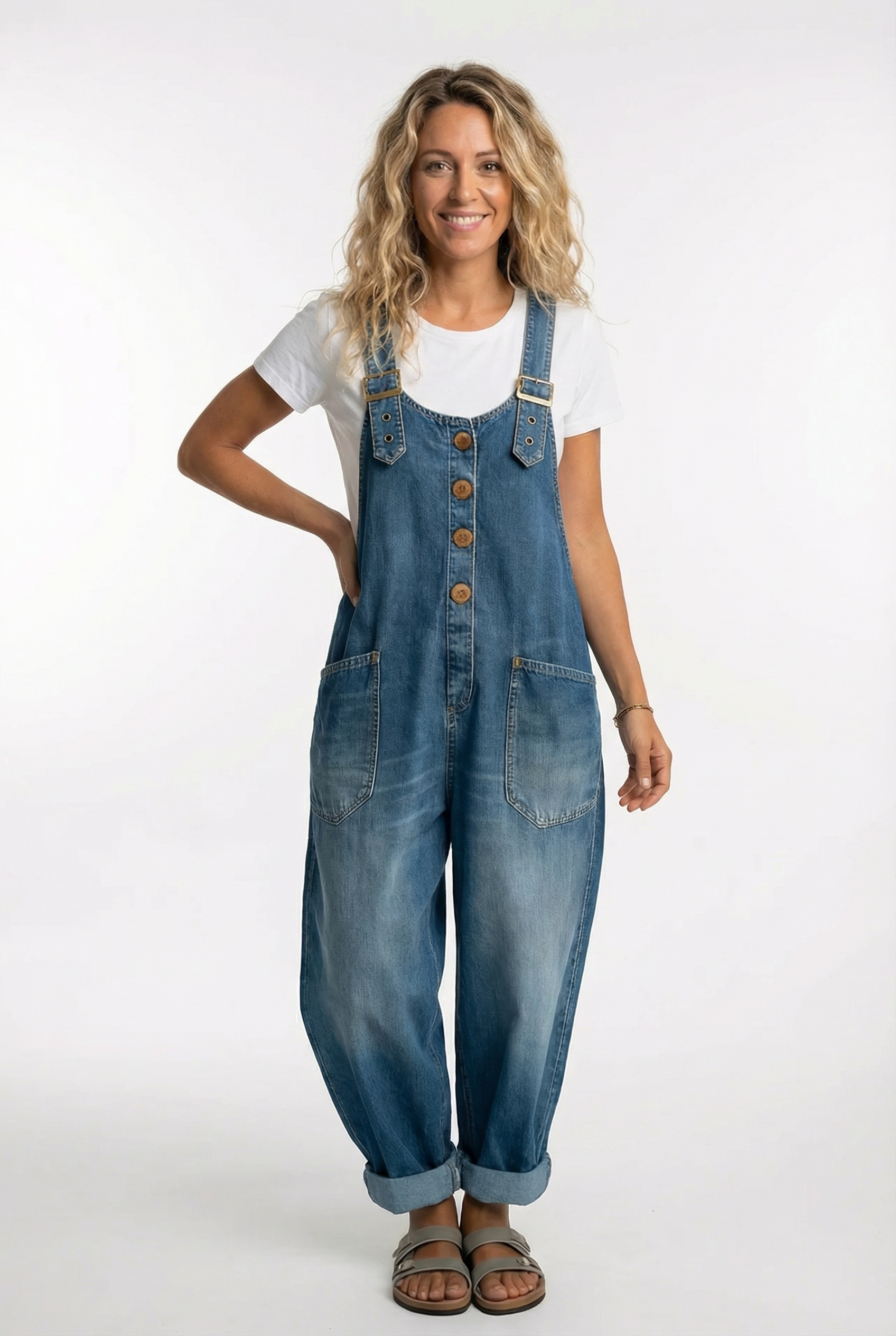 Talia - Versatile Adjustable Buckle Denim Overalls
