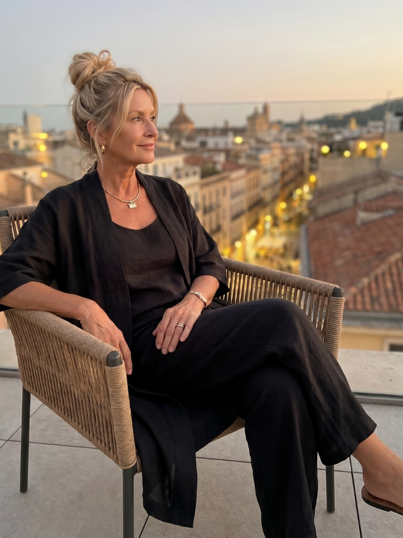Women's Linen Set | Three-Piece Cardigan, Wide-Leg Pants