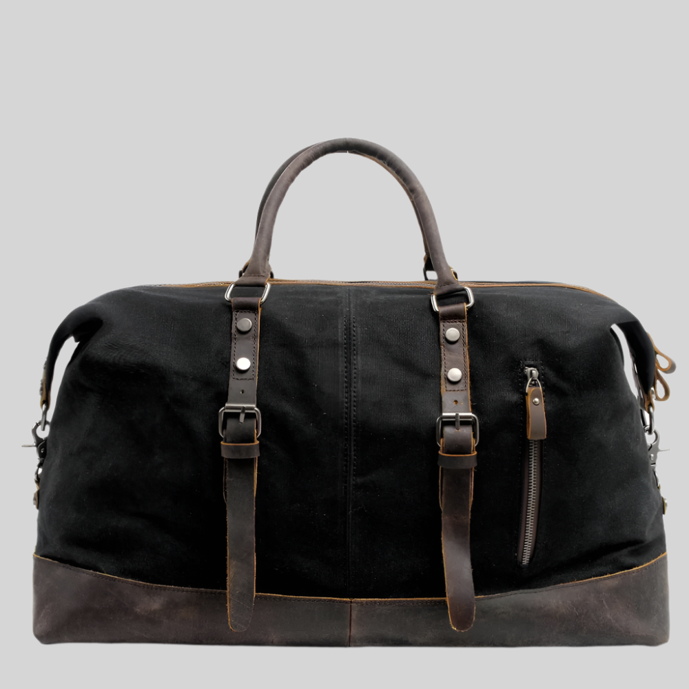 Kingstons Sturdy Canvas Weekend Bag - Leather Details