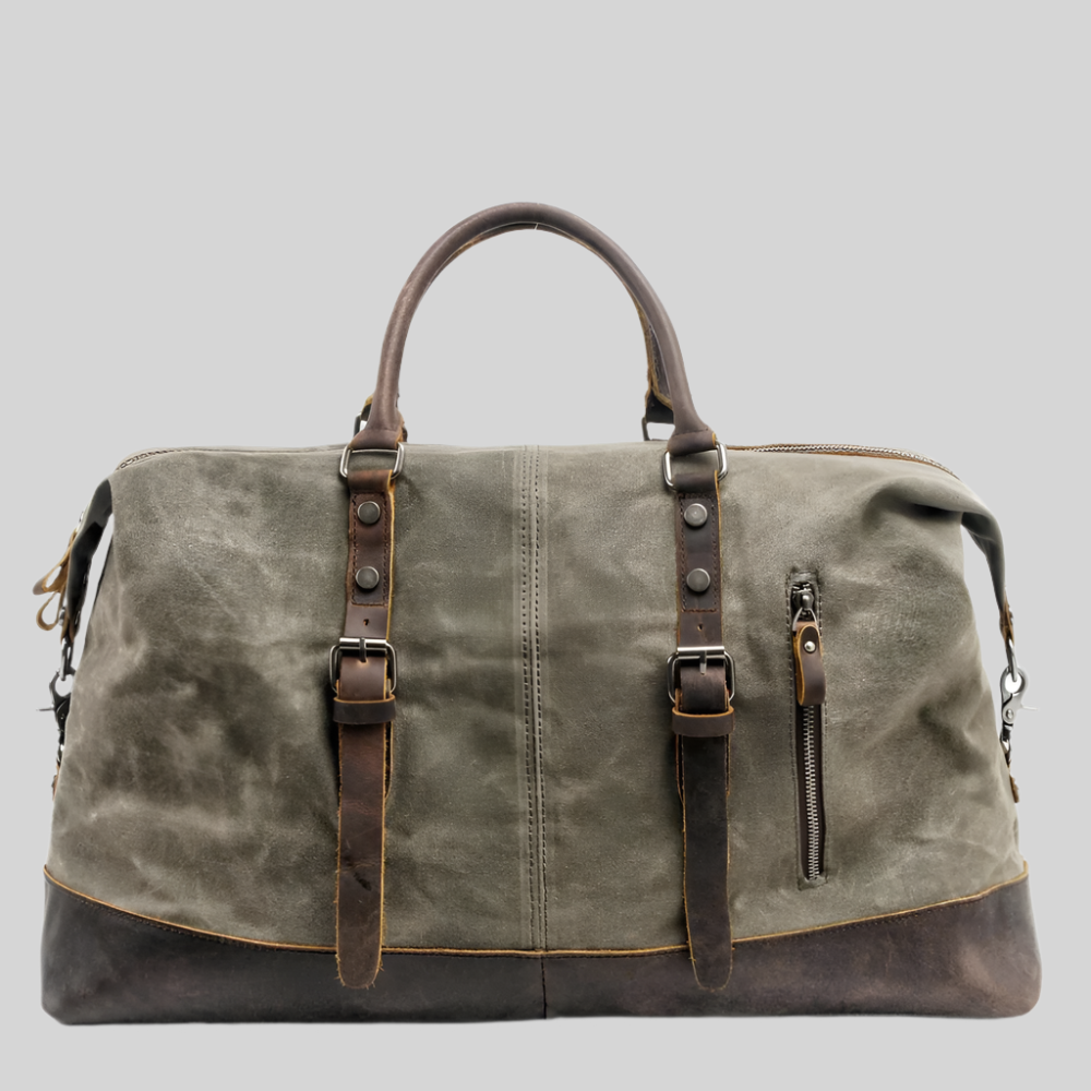 Kingstons Sturdy Canvas Weekend Bag - Leather Details