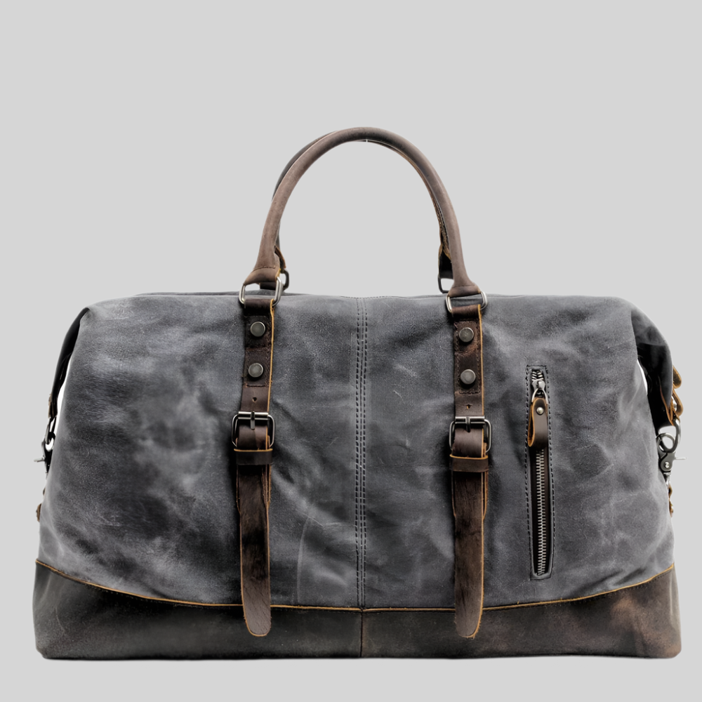 Kingstons Sturdy Canvas Weekend Bag - Leather Details