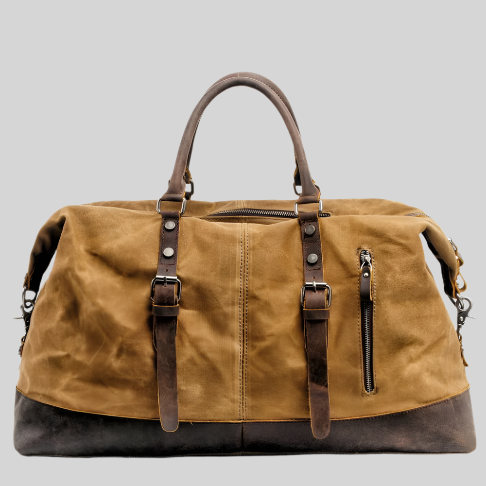 Kingstons Sturdy Canvas Weekend Bag - Leather Details