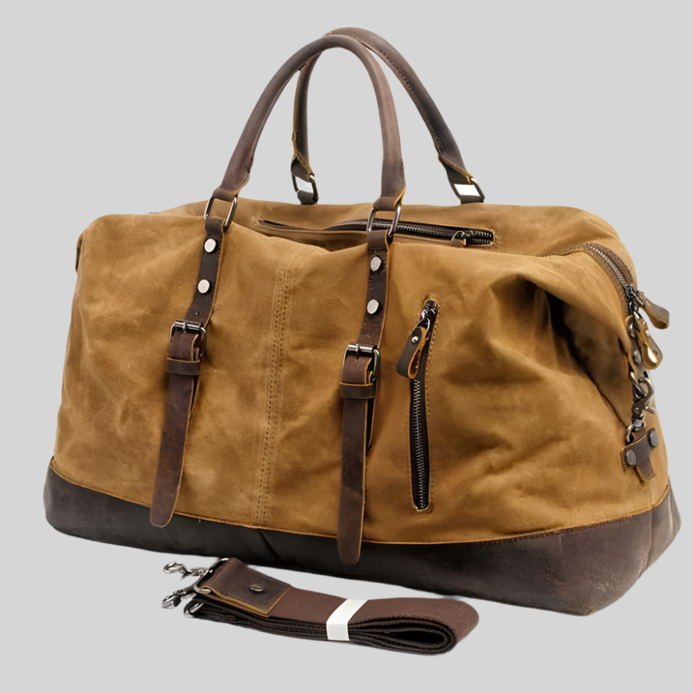 Kingstons Sturdy Canvas Weekend Bag - Leather Details