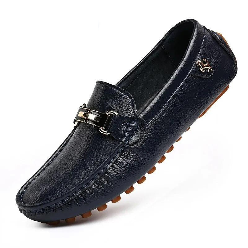 Men's Leather Loafers | Slip-On Comfort, Metal Buckle