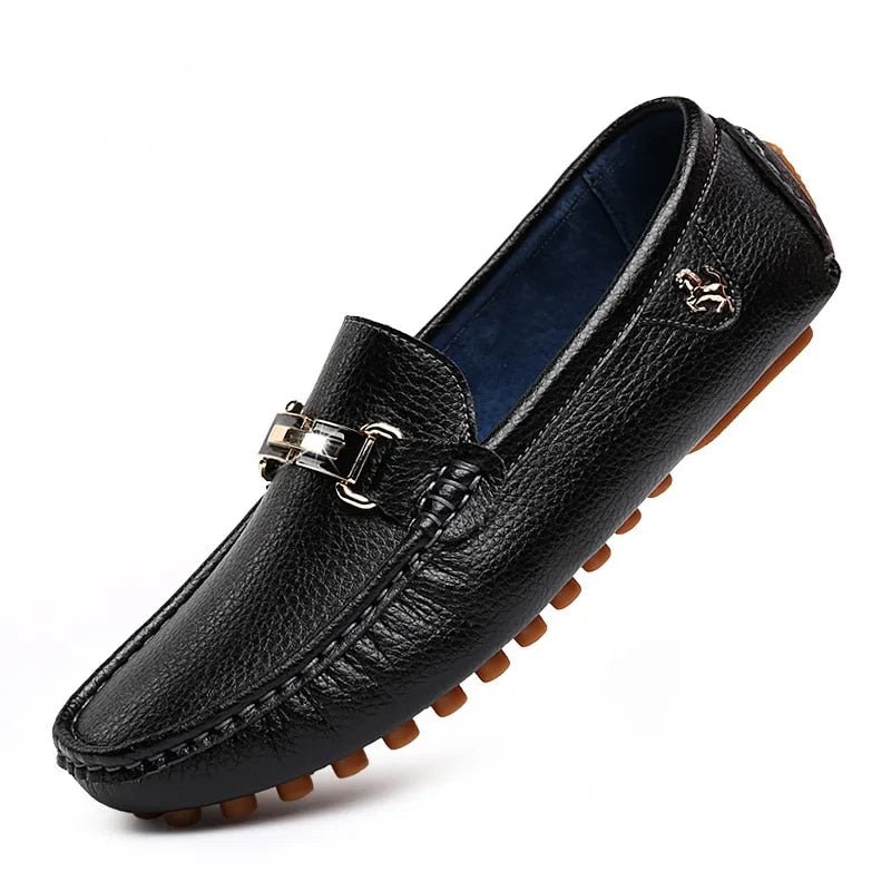 Men's Leather Loafers | Slip-On Comfort, Metal Buckle