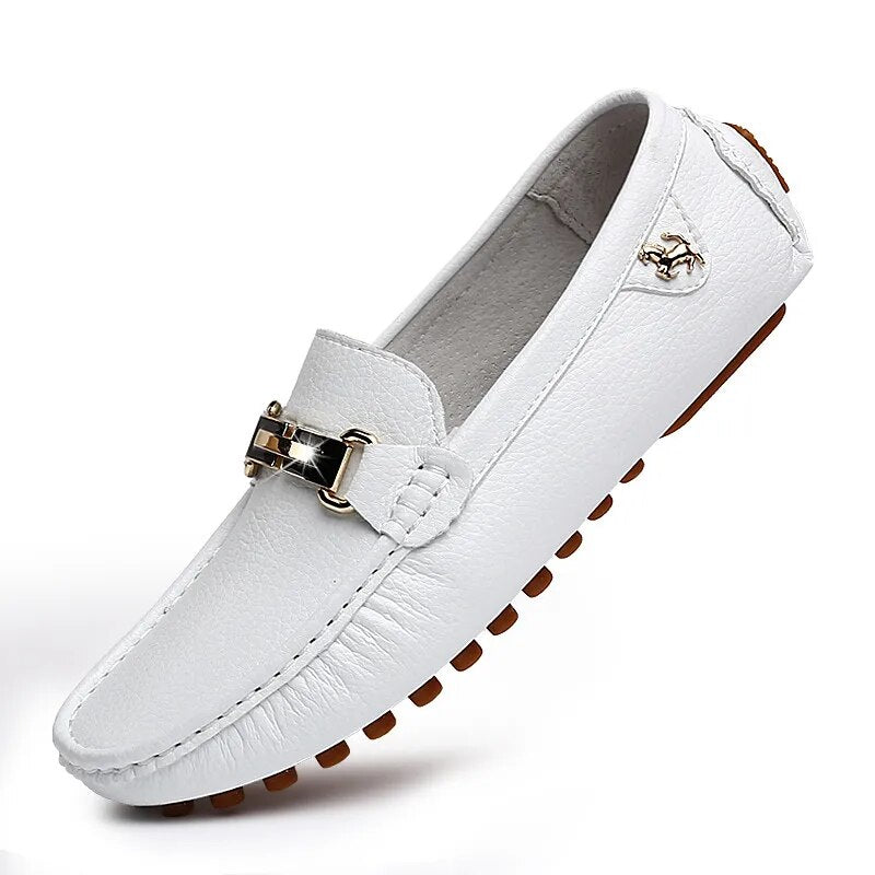 Men's Leather Loafers | Slip-On Comfort, Metal Buckle