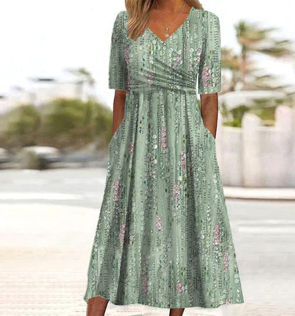 Thea | Women’s Boho Floral A Line Midi Dress