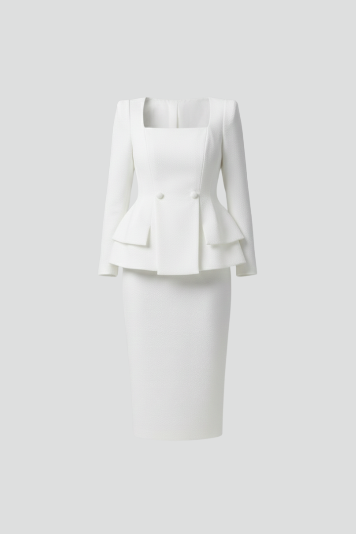 Nina | Women’s Square Neck Blazer and Skirt Suit