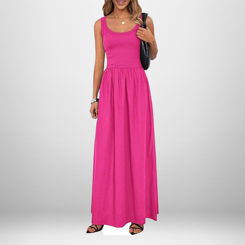 Cotton Maxi Dress | White, Elastic Waist, Off-Shoulder
