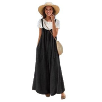 Cotton Maxi Dress for Women | Long, Straps & Pockets