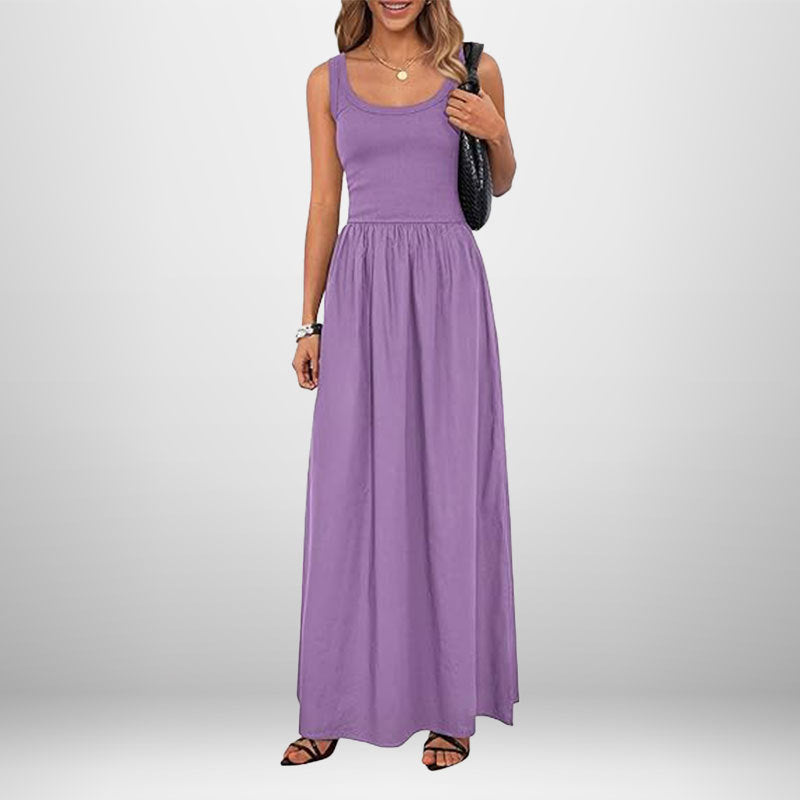 Cotton Maxi Dress | White, Elastic Waist, Off-Shoulder