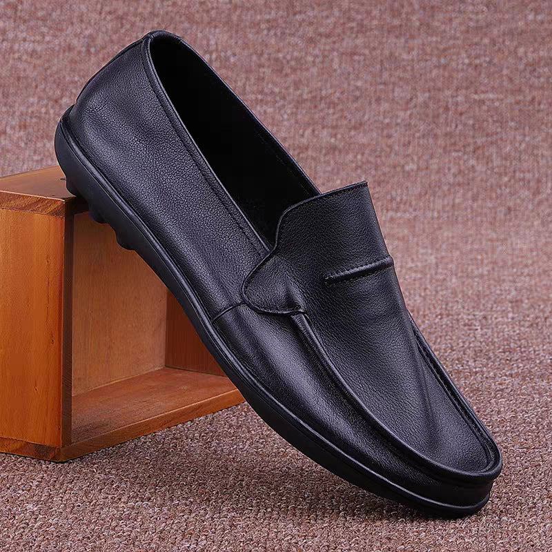 Men's Leather Loafers | Black, Slip-On, Non-Slip Sole | Comfort
