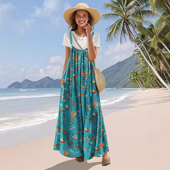 Cotton Maxi Dress for Women | Long, Straps & Pockets
