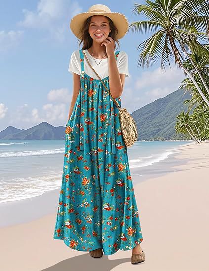 Cotton Maxi Dress for Women | Long, Straps & Pockets