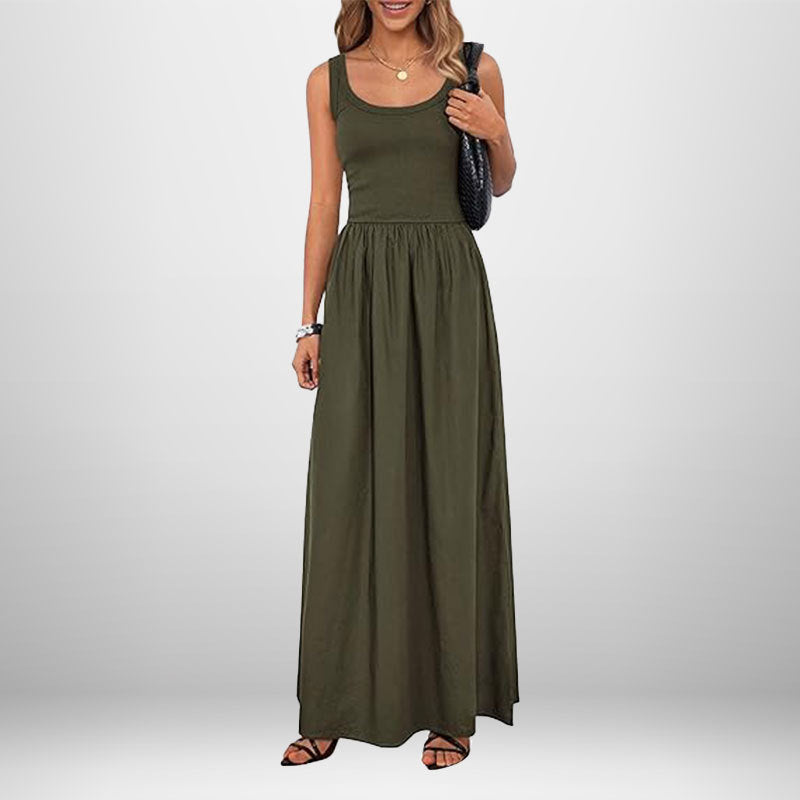 Cotton Maxi Dress | White, Elastic Waist, Off-Shoulder