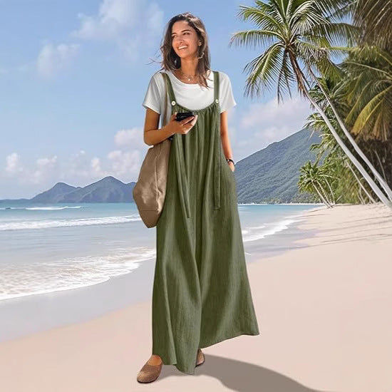Cotton Maxi Dress for Women | Long, Straps & Pockets