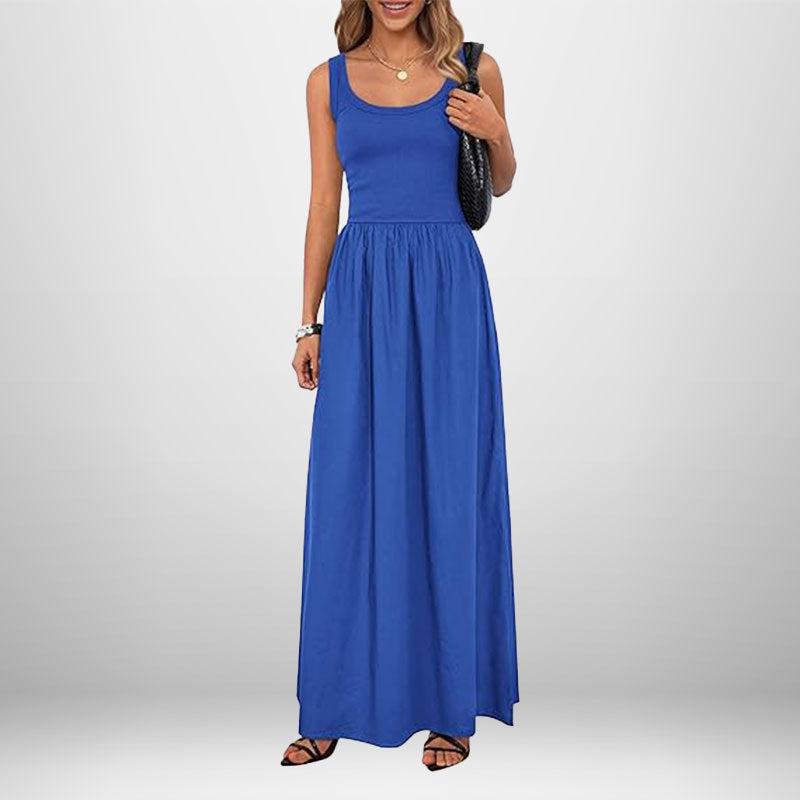 Cotton Maxi Dress | White, Elastic Waist, Off-Shoulder