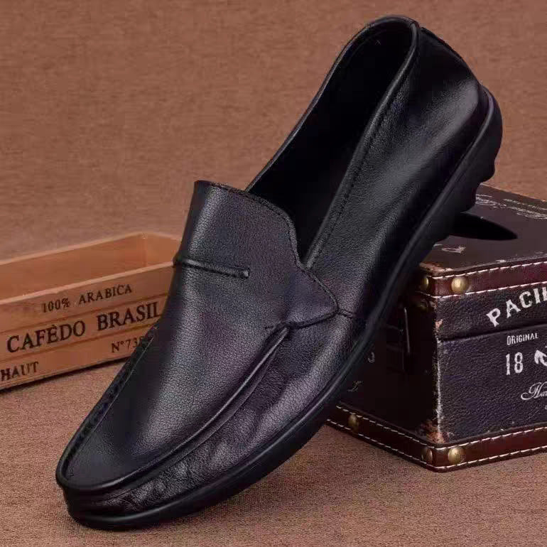 Men's Leather Loafers | Black, Slip-On, Non-Slip Sole | Comfort