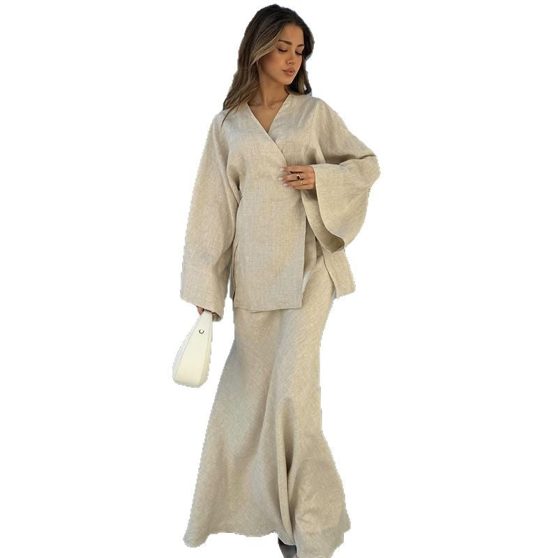 Cotton Maxi Dress | Women's Satin, White & Rose | Elegant