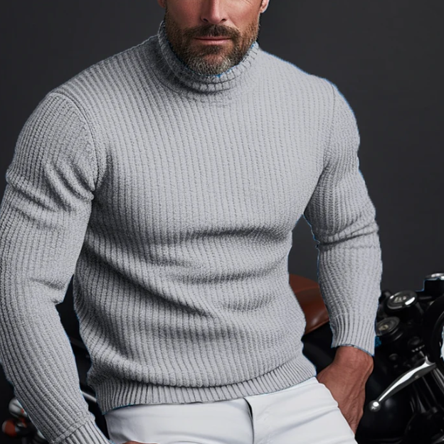 Men's Premium Turtleneck Sweater - Warm Knit - Long Sleeve - Classic Fit