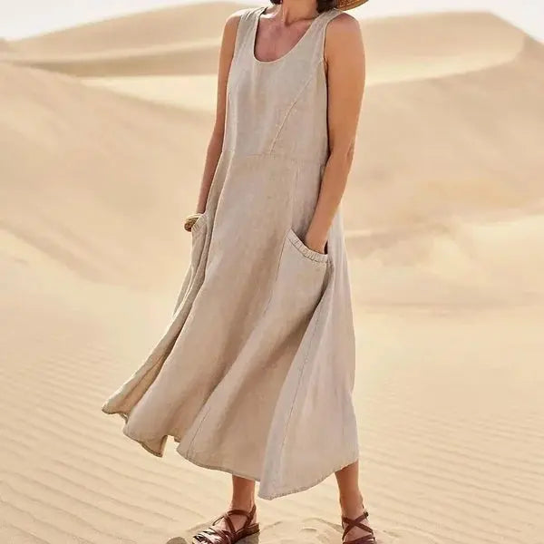 Women's Linen Dress | Long Relaxed Fit | Casual Summer Style