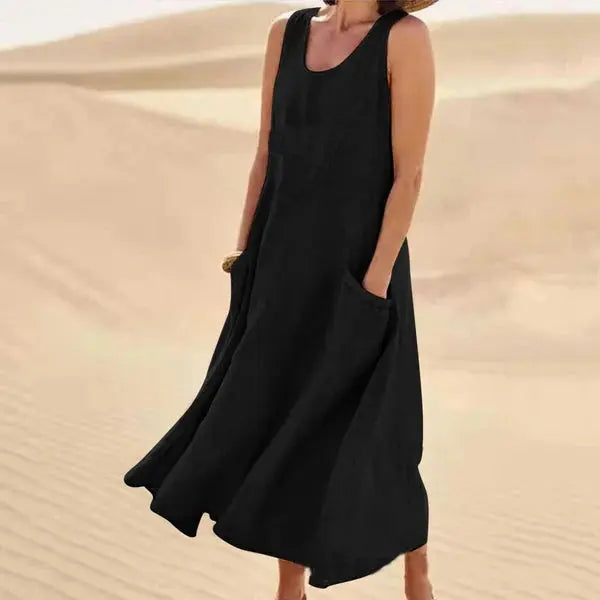 Women's Linen Dress | Long Relaxed Fit | Casual Summer Style