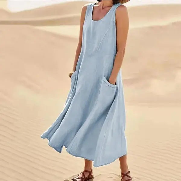 Women's Linen Dress | Long Relaxed Fit | Casual Summer Style