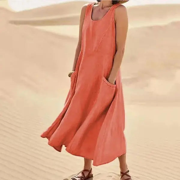 Women's Linen Dress | Long Relaxed Fit | Casual Summer Style