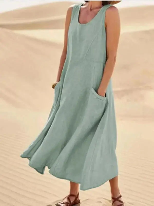Women's Linen Dress | Long Relaxed Fit | Casual Summer Style