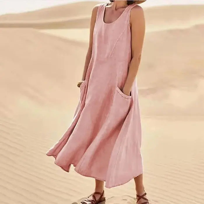 Women's Linen Dress | Long Relaxed Fit | Casual Summer Style