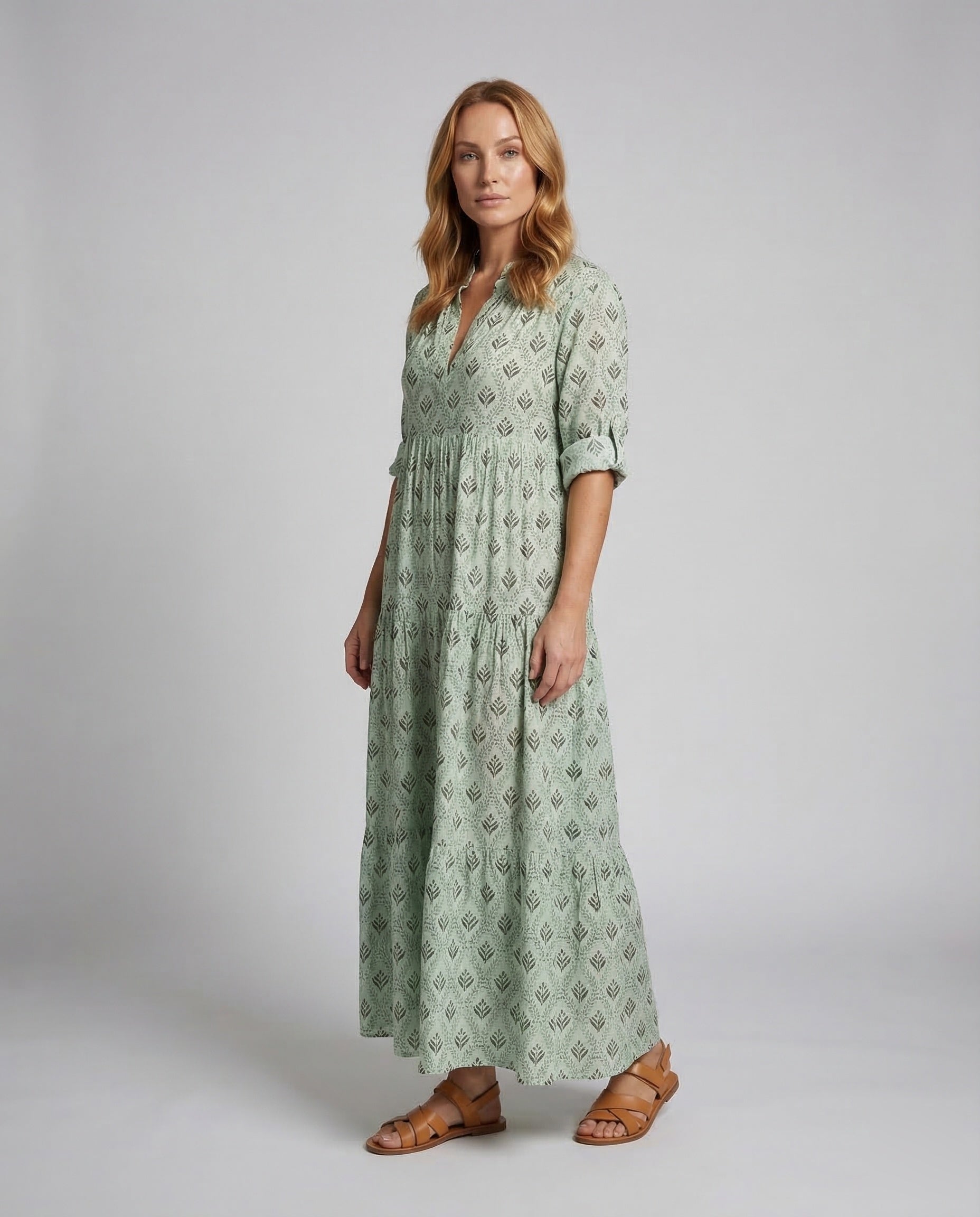 Cotton Maxi Dress | Boho Summer, Lightweight V-Neck