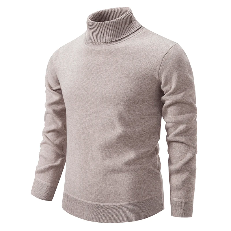Men's Cotton Roll-Neck Sweater - Soft - High-Quality