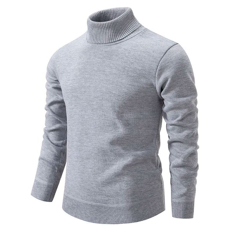 Men's Cotton Roll-Neck Sweater - Soft - High-Quality