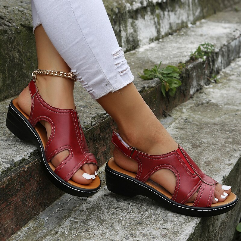 Orthopedic Sandals Women | Leather Wedge, Arch Support | 2024
