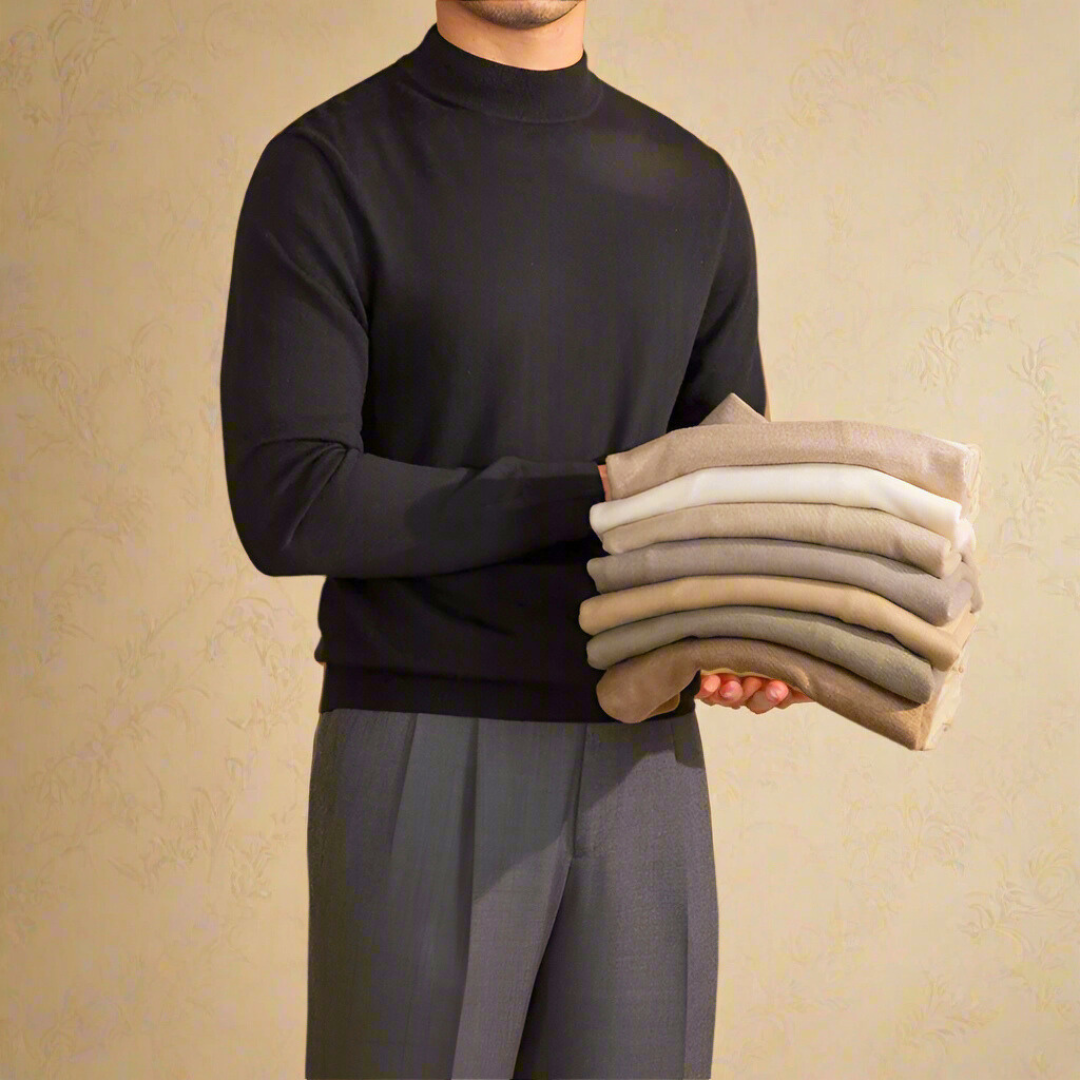 Men's Wool Roll-Neck Sweater - Classic - Elegant