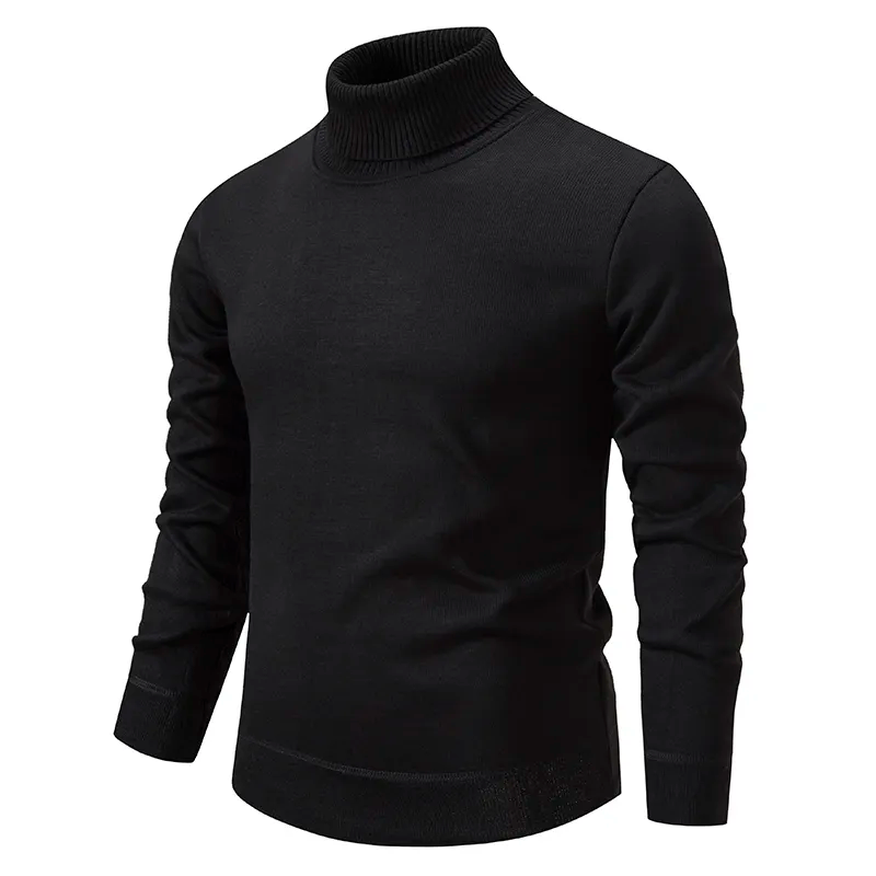 Men's Cotton Roll-Neck Sweater - Soft - High-Quality