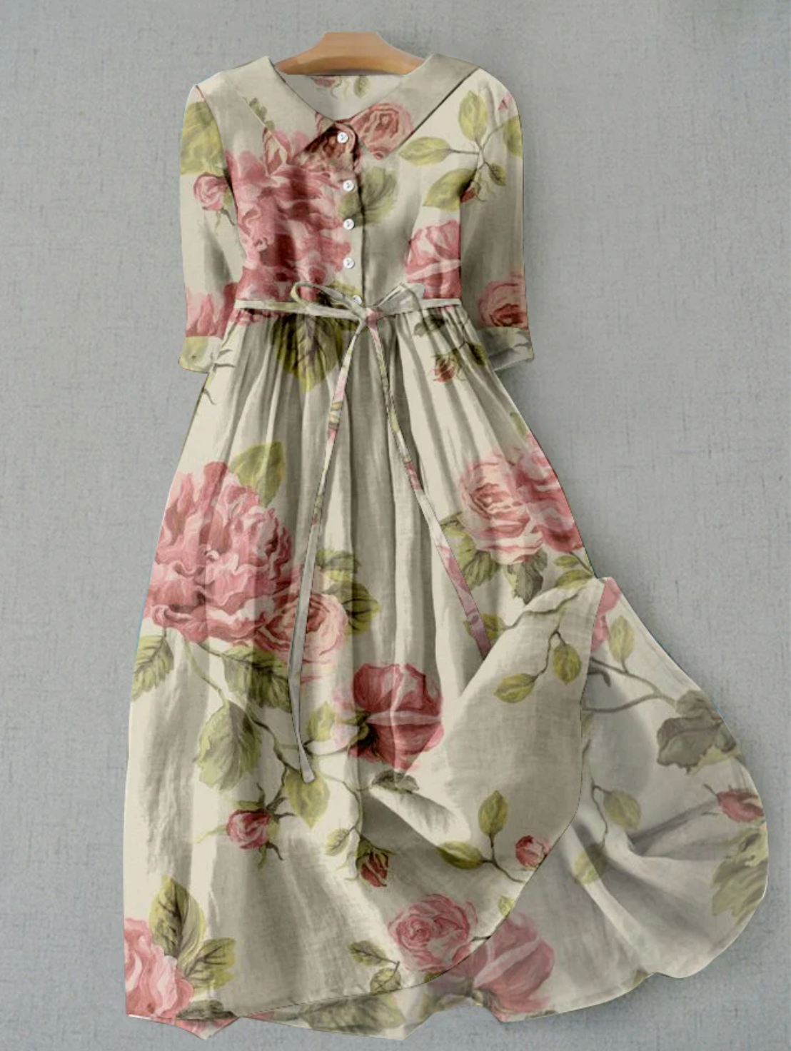 Floral Summer Dress Women | Linen, Button Placket | Breathable