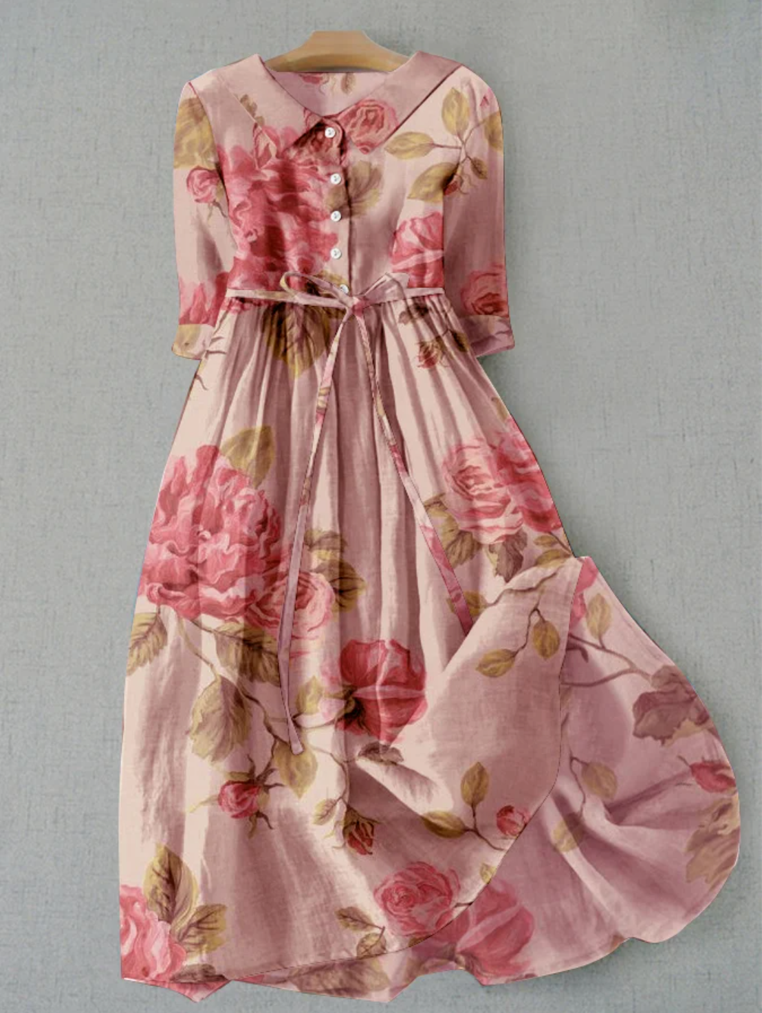 Floral Summer Dress Women | Linen, Button Placket | Breathable